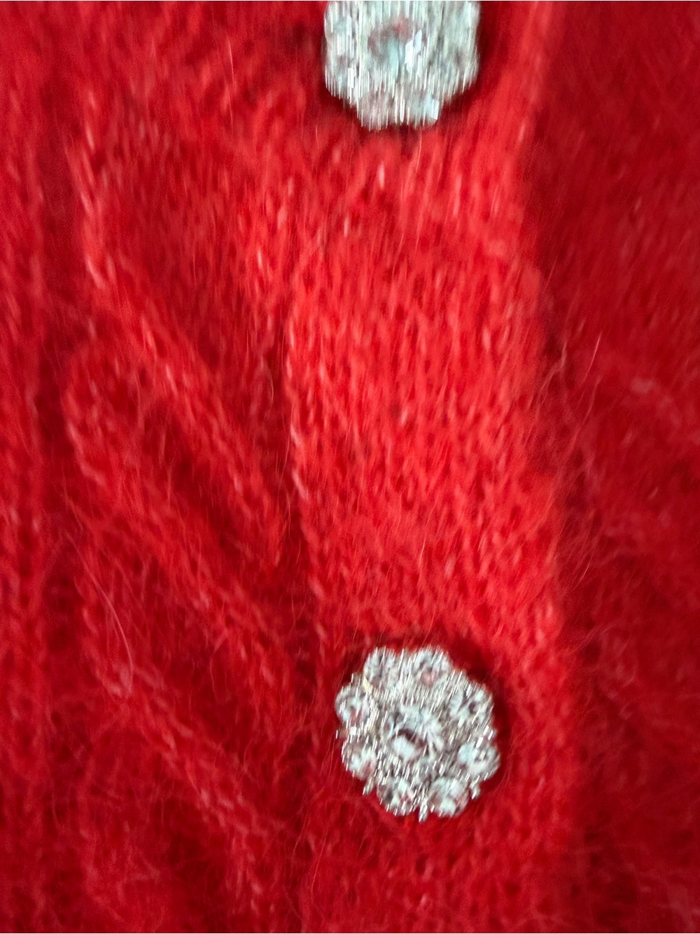 ๐ NEW Zara Size M Poppy Red Alpaca Wool Cropped Cardigan Sweater Jewel Buttons - Picture 8 of 14